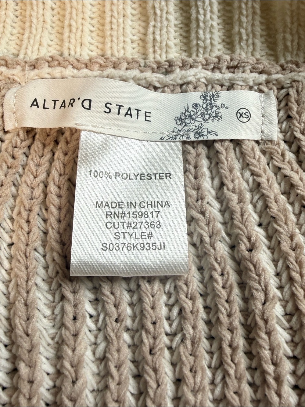 Altar'd State Colorblock‎ Cropped Chenille Sweater NWT XS V Neck Boho Cozy Soft - Picture 6 of 13